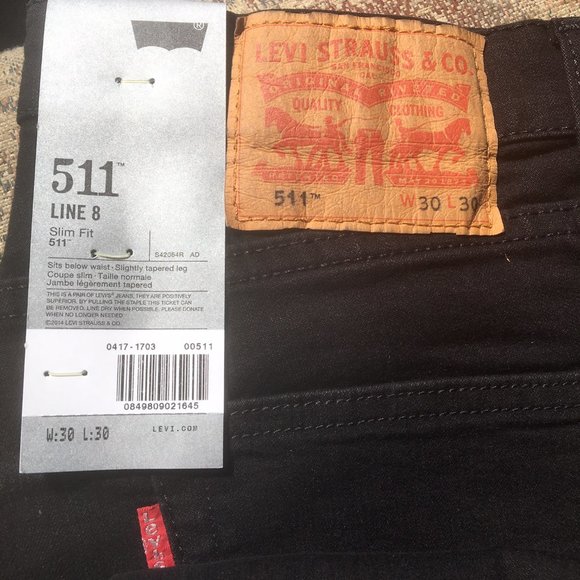 Mens Levis 511 'Line 8' Black/Charcoal Colour Jeans Size 30 x 30 - Picture 2 of 5